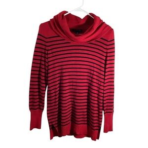 Lauren Ralph Lauren Red and Black Striped Turtle Neck Sweater